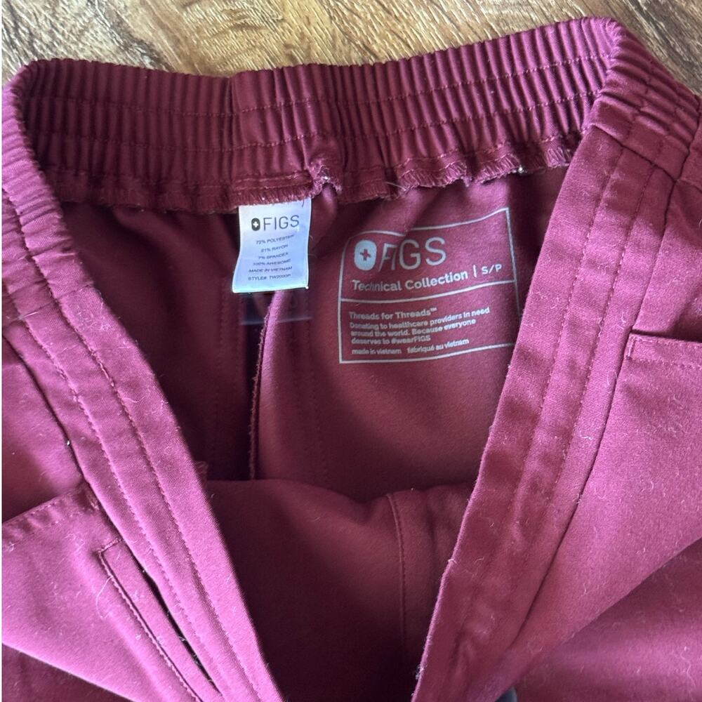 Figs Burgundy Wide Leg Pants - Picture 4 of 6